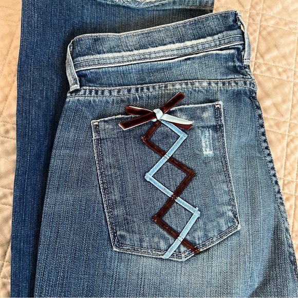 7 For All Mankind Denim - 7 For All Mankind Justine Tahiti Velvet Ribbon Boot Cut Jeans